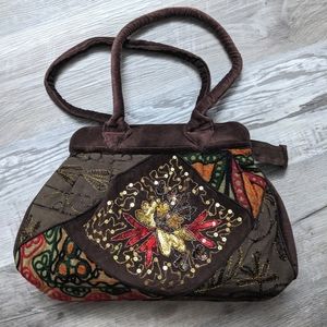 NWOT Unused Women's embroidery shoulder bag purse, made in India, 100% cotton